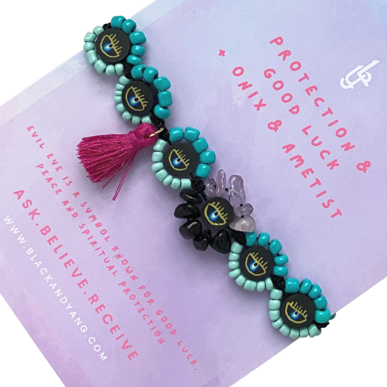 Bratara Evil Eye cu ametist si onix - protectie si noroc [3]