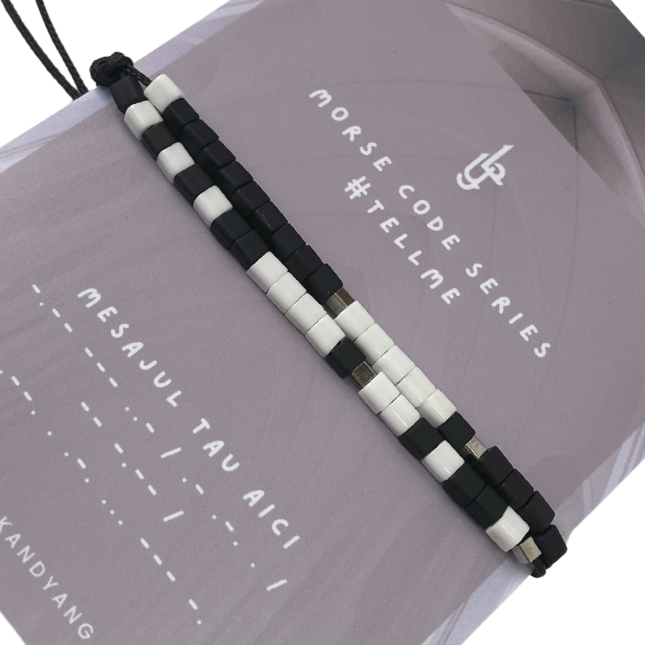 Bratara personalizata Cod Morse - Black & White [2]