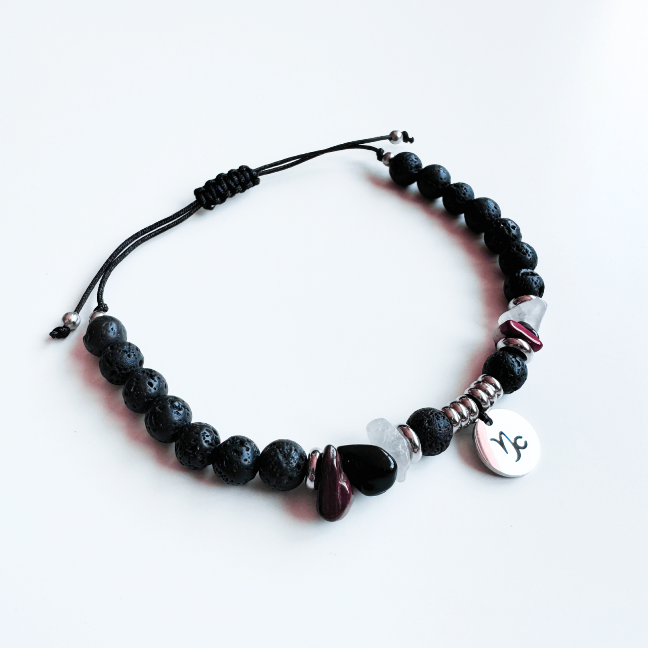 Bratara unisex 6 cristale, otel inoxidabil si roca vulcanica Zodia Capricorn + cristal cadou [2]
