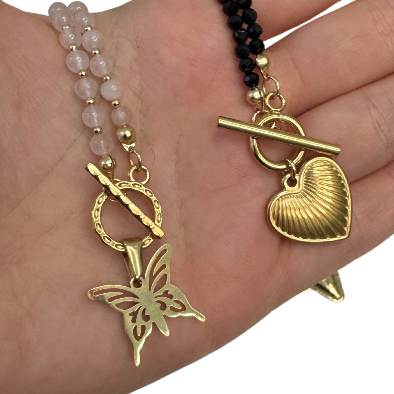 Colier din turmalina neagra cu pandantiv inima cu striatii [3]