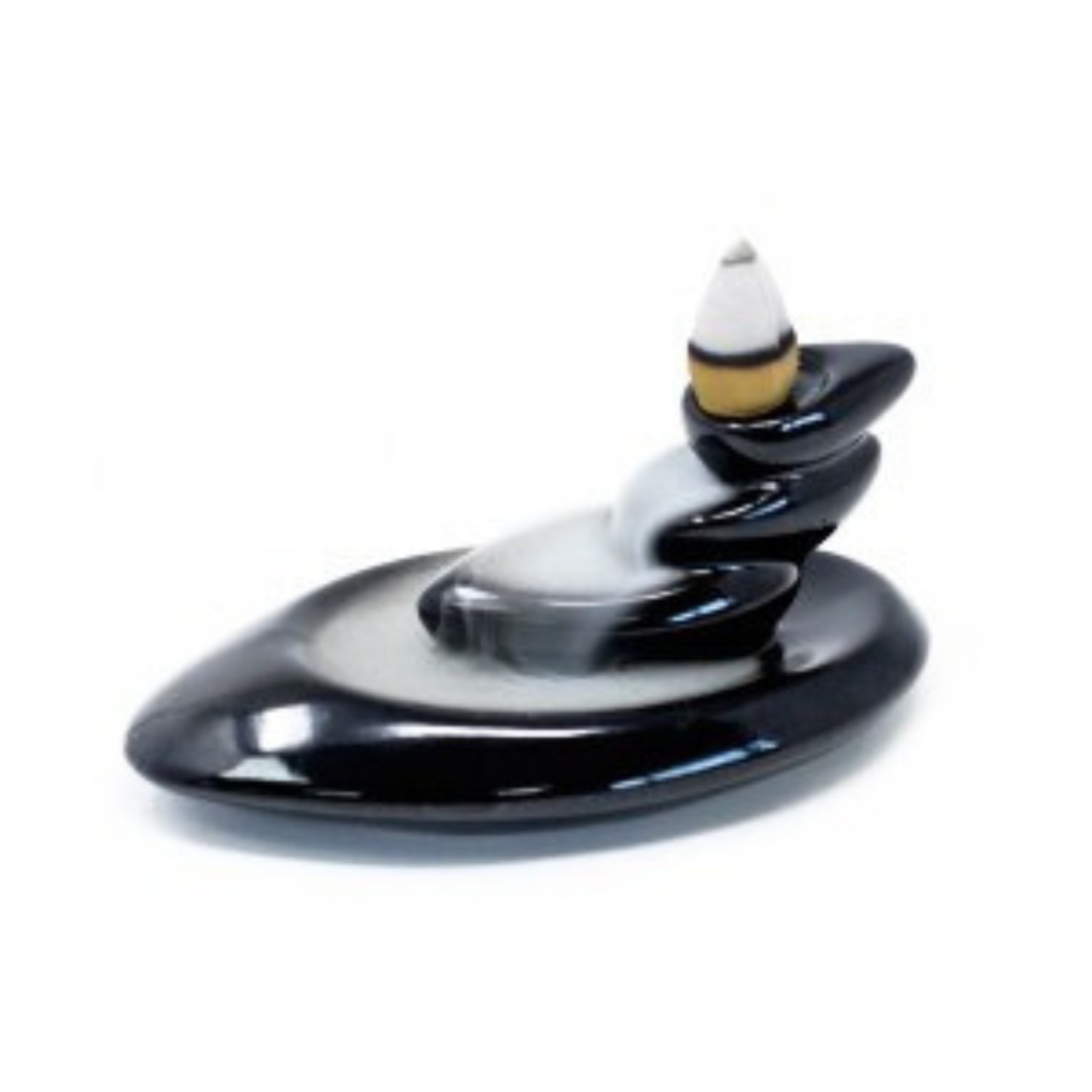 Fantana fum curgator din ceramica neagra pentru conuri parfumate backflow [1]