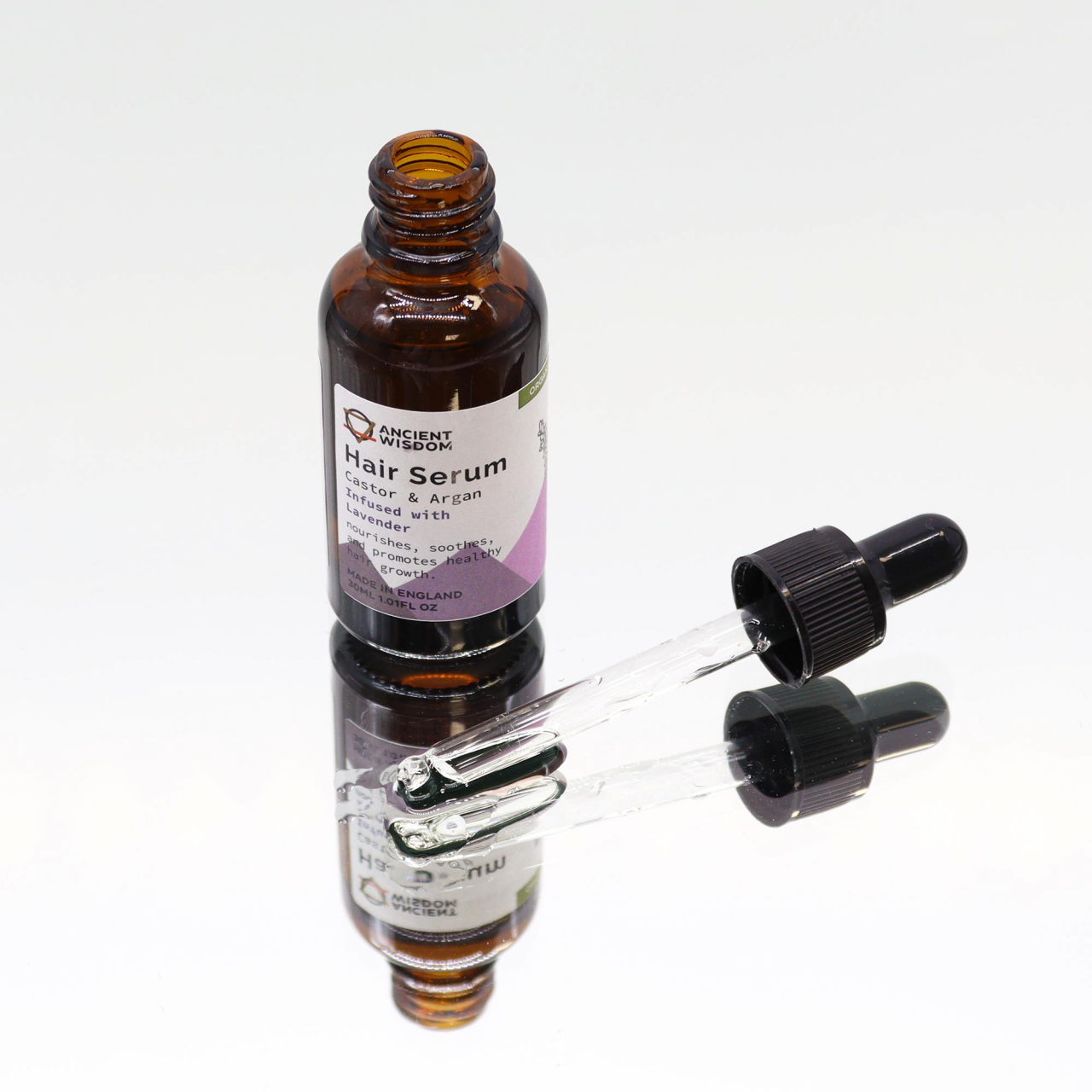 Serum tratament organic pentru par cu ulei de ricin si ulei de argan si ulei de lavanda - fortifiere si hidratare [2]