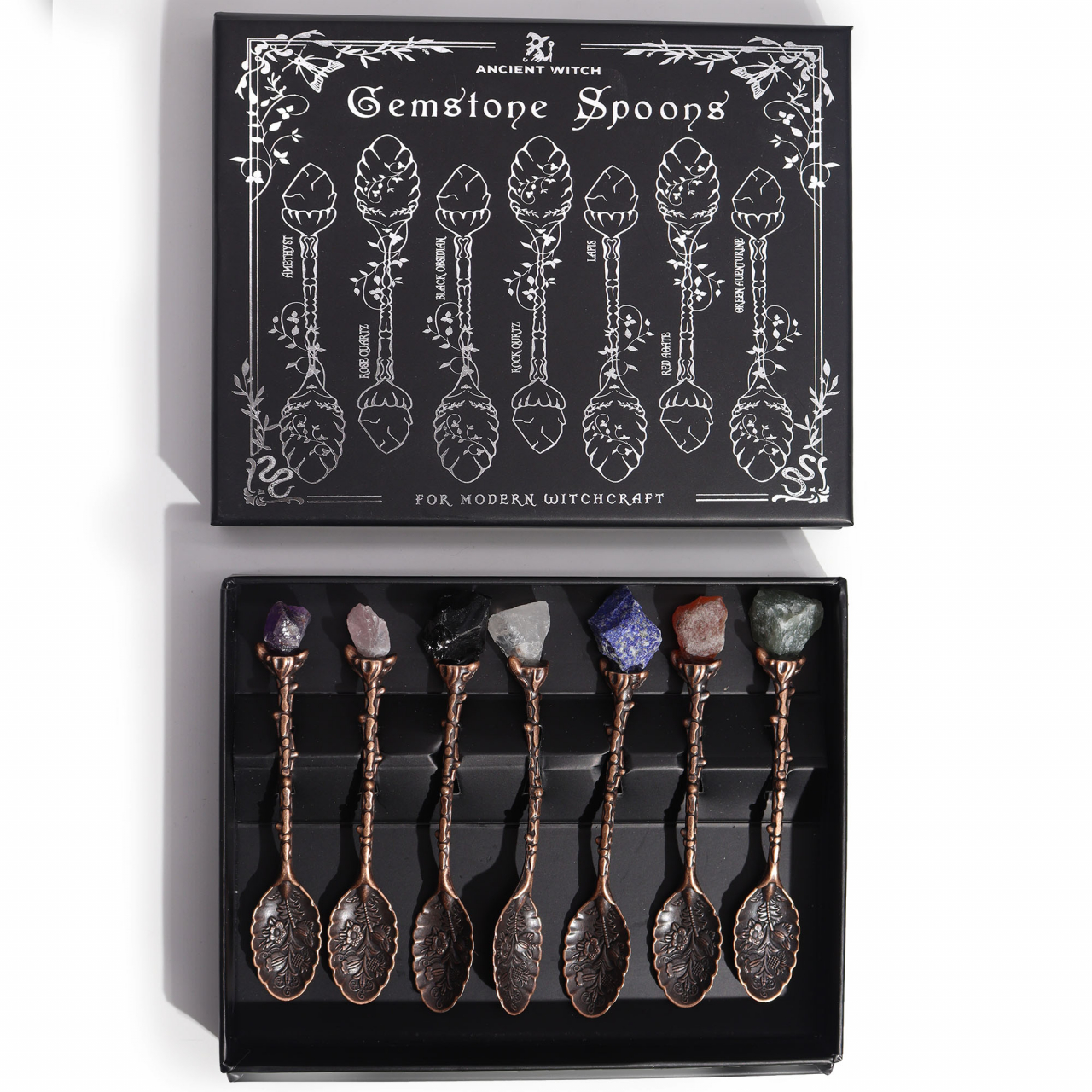 Set de lingurite cu cristale brute - bronz [2]