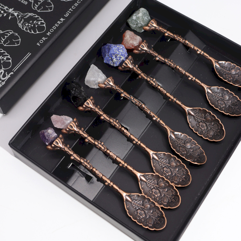 Set de lingurite cu cristale brute - bronz [1]