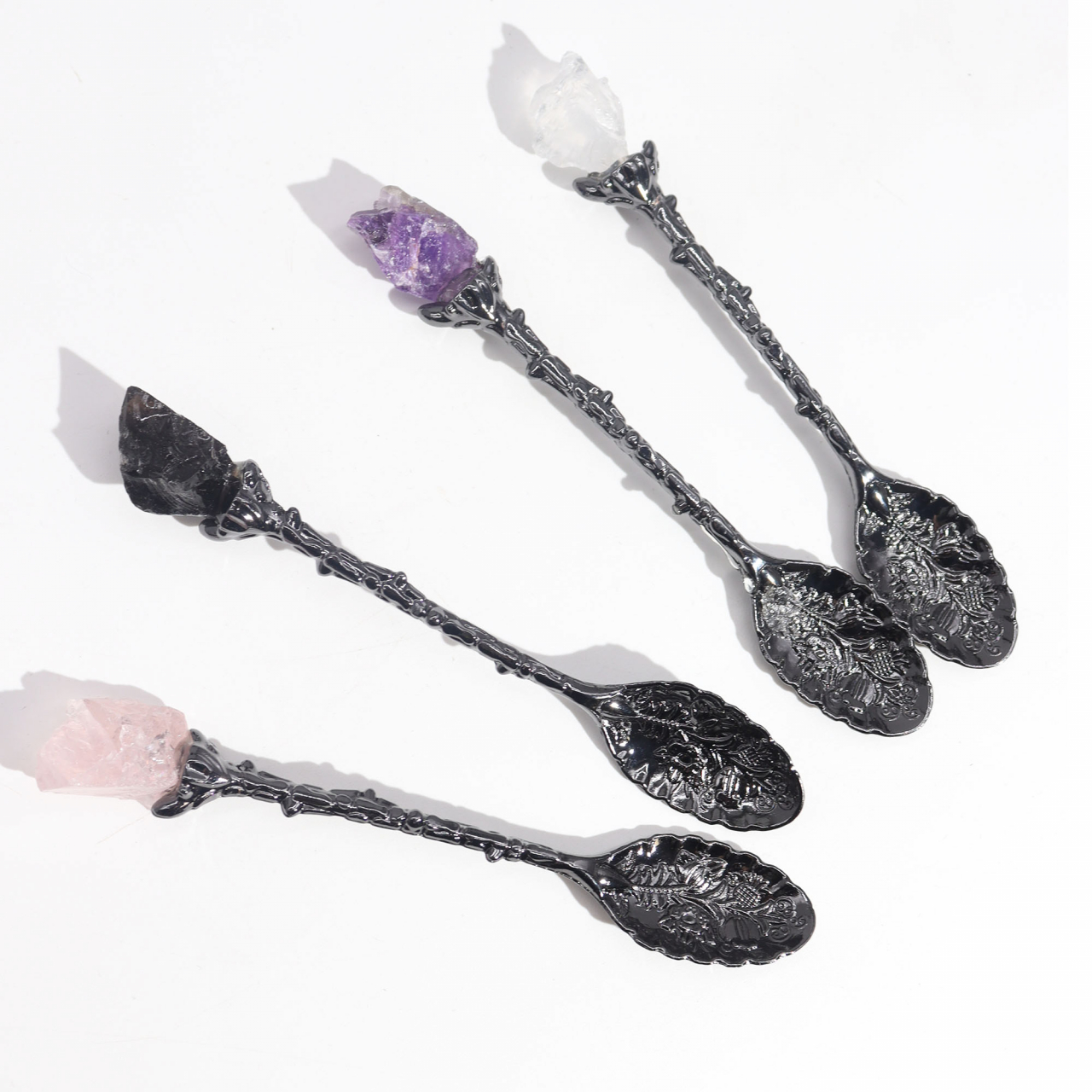 Set de lingurite cu cristale brute - negru [7]