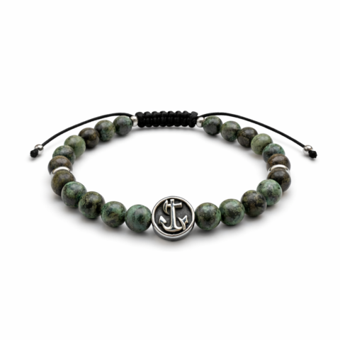 Produse noi - Bratara barbati din turcoaz natural cu pandativ ancora