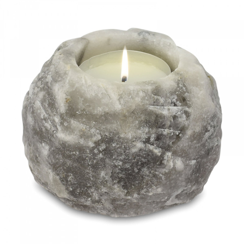 Aromaterapie si fumigatie - Suport de lumanare din sare de himalaya gri - 600 - 800 gr
