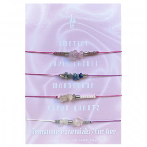 Bratari - Set bratari din ametist, piatra lunii, lapis lazuli si cuart transparent