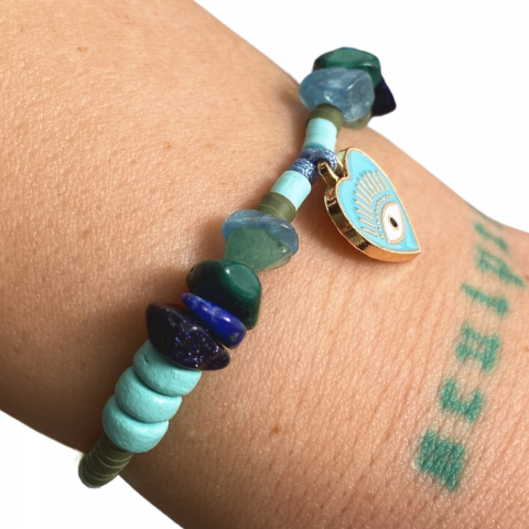 BRATARA BLUE MANIA - MALACHIT, ACVAMARIN, LAPIS LAZULI, PIATRA SOARELUI, AVENTURIN [3]