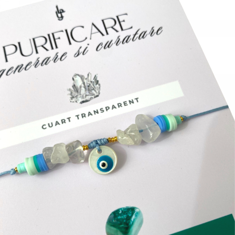 Set bratari cristale naturale cuart transparent (cristal de stanca) si malachit - Purificare, regenerare si curatare [2]