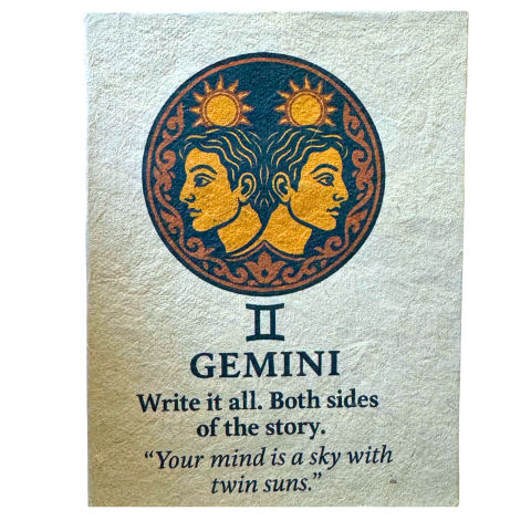 Produse noi - Agenda Zodiac realizata din hartie Lotka in stil tibetan - Gemeni