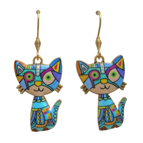 Cercei aurii cu pisici Cat Mania Blue [1]