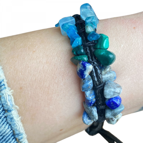 Bratara Copacul vietii Blue cu acvamarin, malachit, lapis lazuli si apatit [1]