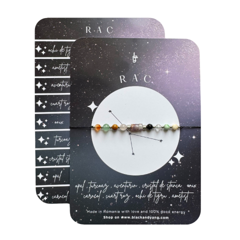 Bratari - Bratara reglabila argintie Zodia Rac din 9 cristale naturale si otel inoxidabil 