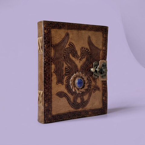 Cele mai populare - Agenda / Jurnal maro din piele naturala cu inchidere metalica - Dragoni