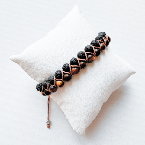 Set barbati cadou bratara si cristal brut - Ochi de tigru [1]