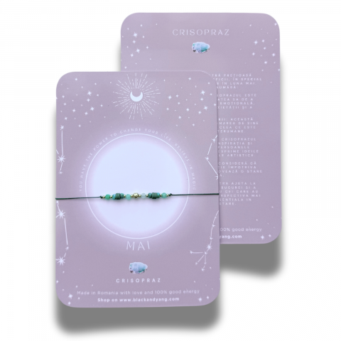 Zodii - Bratara semipretioasa norocoasa cu cristalul lunii de nastere - Mai - Crisopraz