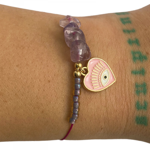 Bratari - Bratara Ametist Evil Eye - liniste si protectie
