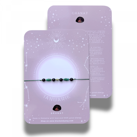 Zodii - Bratara semipretioasa norocoasa cu cristalul lunii de nastere - Ianuarie - Granat