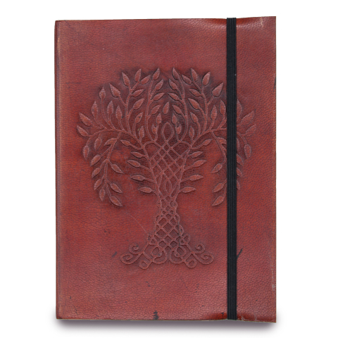 Agende si Jurnale - Agenda / Jurnal din piele tabacita vegetal cu banda elastica - Copacul vietii