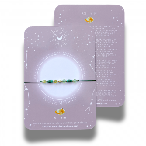 Zodii - Bratara semipretioasa norocoasa cu cristalul lunii de nastere - Noiembrie - Citrin