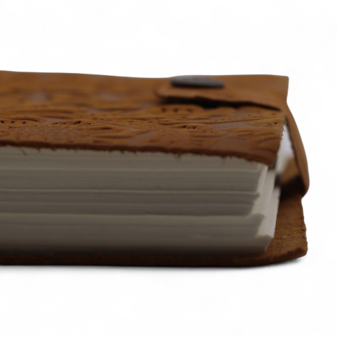 Agenda / Jurnal din piele naturala embosata si inchidere cu capsa - Flowers [4]