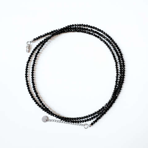 Colier / choker triplu multisir la baza gatului din turmalina neagra [4]