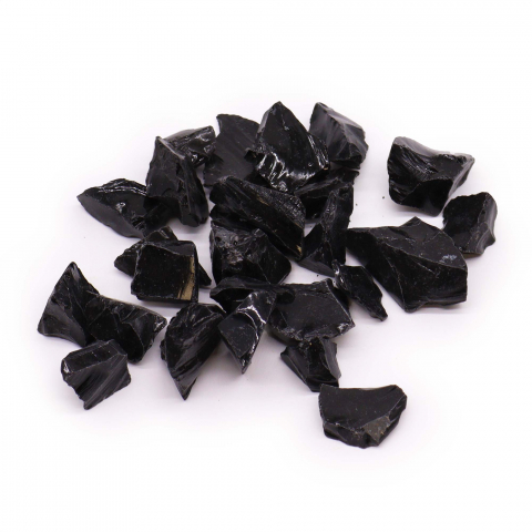 Pietre semipretioase si cristale naturale - Obsidian negru cristal brut 2 - 4 cm - protectie energii negative