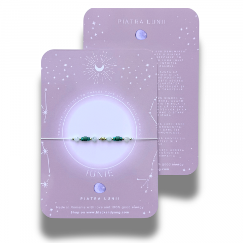 Zodii - Bratara semipretioasa norocoasa cu cristalul lunii de nastere - Iunie - Piatra lunii