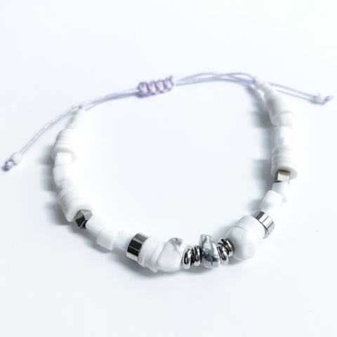Bratari - Bratara Howlit Alb si otel inoxidabil White Basics