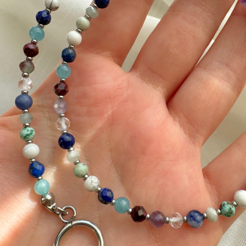 Colier la baza gatului argintiu cu cristale - zodia Sagetator [2]