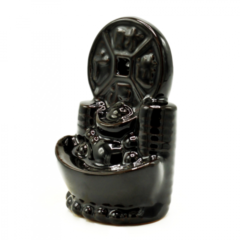 Fantana fum curgator din ceramica neagra pentru conuri parfumate backflow - moneda chinezeasca [1]