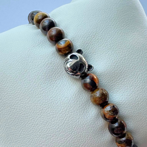 Barbati - Bratara barbati din otel inoxidabil cu ochi de tigru si pandativ urs - Succes