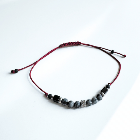 Bratara reglabila din obsidian snowflake - transformare [1]