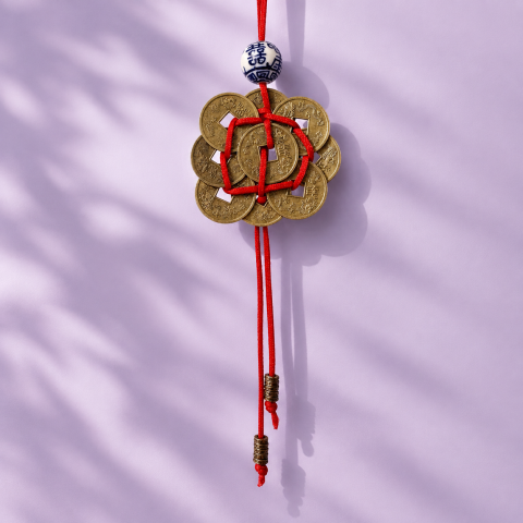 Cele mai populare - Talisman Feng Shui cu 9 monede chinezesti si margea ceramica