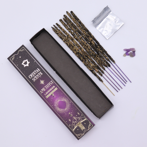 Aromaterapie si fumigatie - Betisoare parfumate premium cu cristale - Ametist - Lavanda