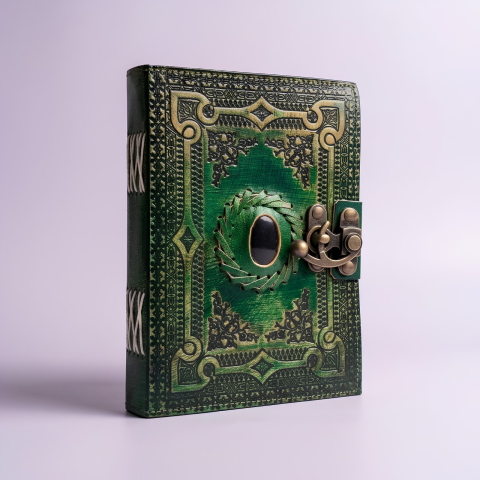 Cele mai populare - Agenda / Jurnal verde din piele naturala cu inchidere metalica - Vintage Green