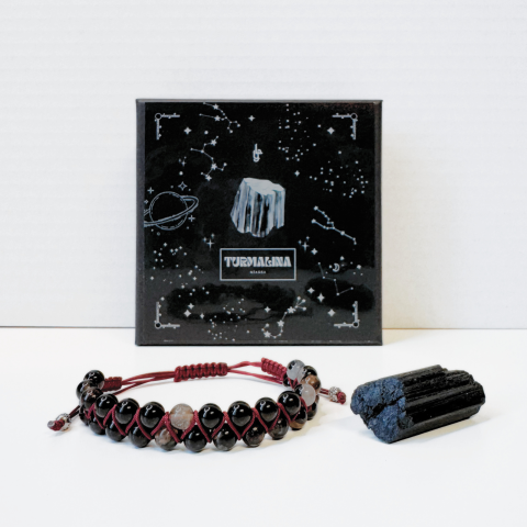 Produse noi - Set barbati cadou bratara si cristal brut - Turmalina neagra