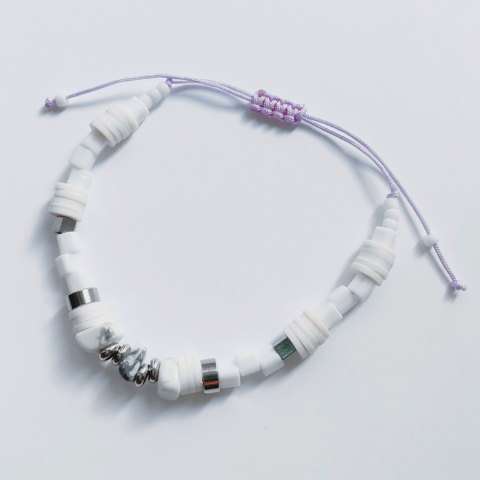 Bratara Howlit Alb si otel inoxidabil White Basics [2]