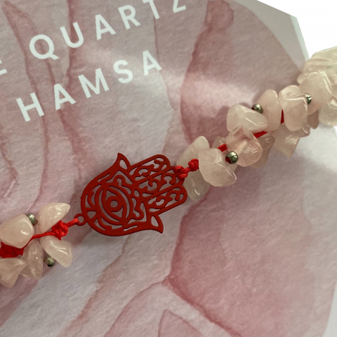 Bratara din cuart roz cu Hamsa - dragoste si iubire [2]