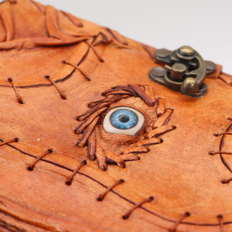Agenda / Jurnal din piele naturala maro deschis cu inchidere metalica - Evil eye [1]