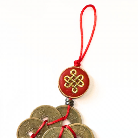 Talisman / amuleta Feng Shui cu 9 monede chinezesti si citrin brut - noroc, abundenta si succes [2]