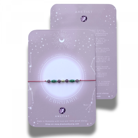 Zodii - Bratara semipretioasa norocoasa cu cristalul lunii de nastere - Februarie - Ametist