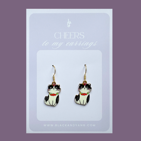 Cercei - Cercei aurii cu pisici  - Flowers