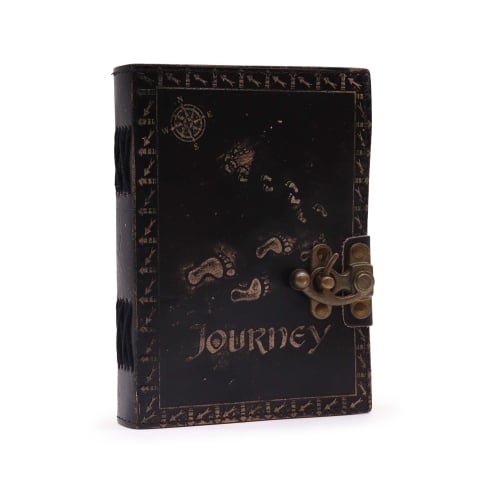 Agende si Jurnale - Agenda / Jurnal vintage din piele cu inchidere metalica - Calatorie