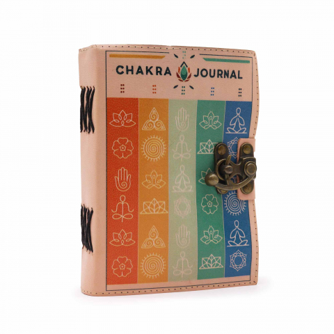 Agende si Jurnale - Agenda / Jurnal vintage din piele colorat 7 chakre - cu margini zimtate