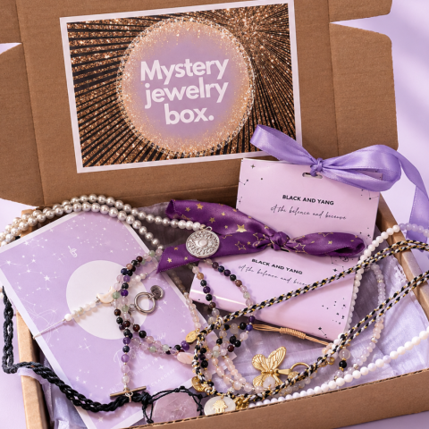 Coliere - Cutie cadou surpriză „Jewelry Mystery Box” – Bijuterii din pietre naturale și accesorii din oțel inoxidabil