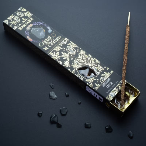Produse noi - Betisoare parfumate lucrate manual premium cu cristale - Obsidian - Copal
