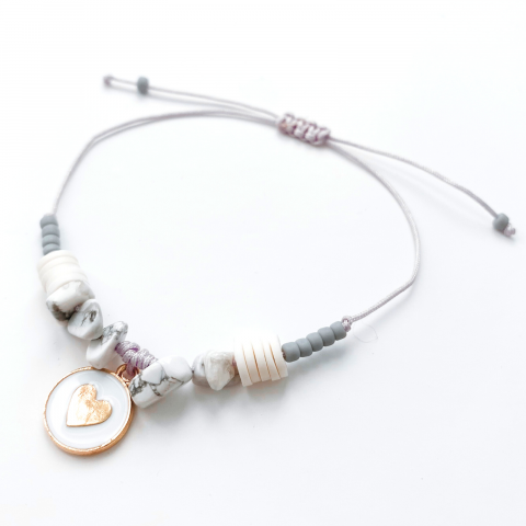 Bratara cristale Howlit Alb cu charm inima [1]