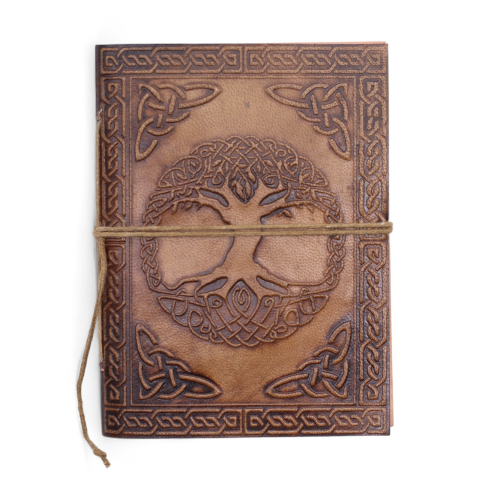 Produse noi - Agenda din piele naturala decorata in relief - Copacul vietii